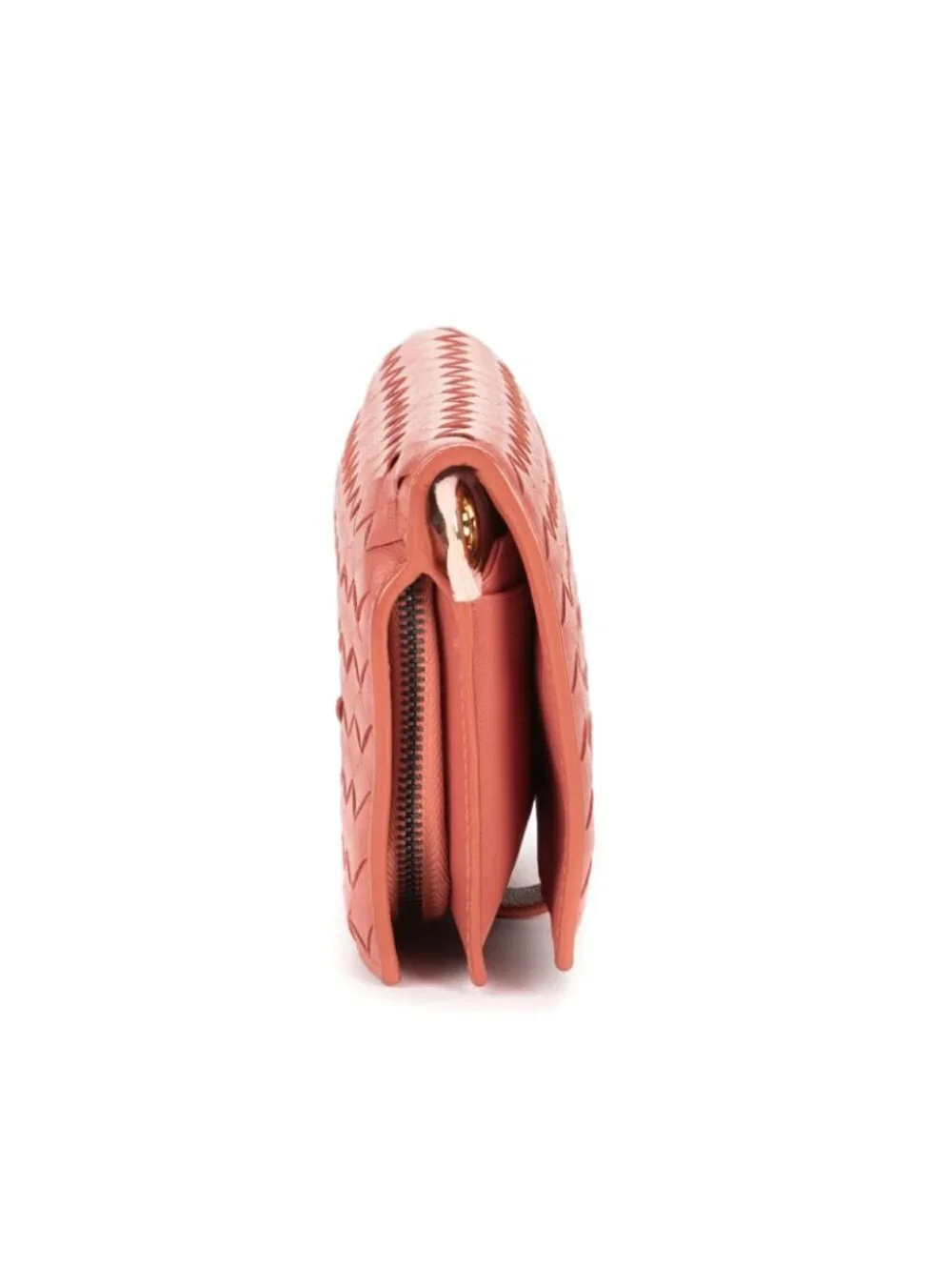 Bottega Veneta Continental Wallet Blush Pinkintrecciato Calfskin Leathera